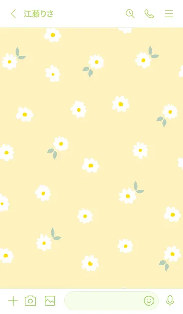 [LINE着せ替え] 白い花がたくさん イエロー5の画像2