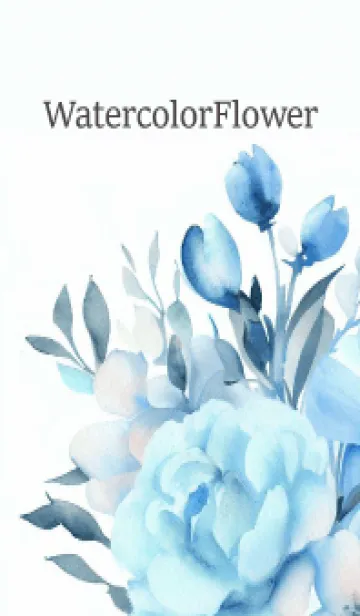 [LINE着せ替え] Watercolor Lightblue Flower-hisatoto-38の画像1