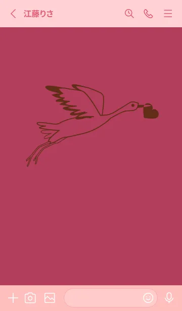 [LINE着せ替え] 鳥とハート ワインレッドの画像2
