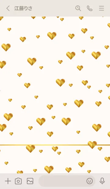 [LINE着せ替え] 金色のハート ベージュと灰色の画像2