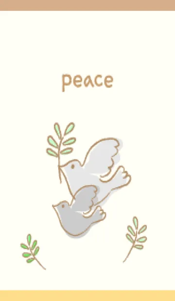 [LINE着せ替え] オリーブと鳩 薄茶と黄色の画像1