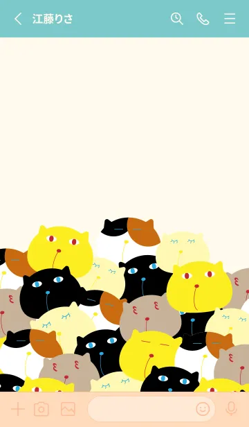 [LINE着せ替え] ねこいっぱい ピンクと水色の画像2