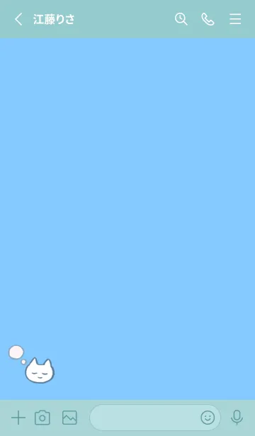 [LINE着せ替え] すやすやしろねこ＆シンプル light blue 03の画像2