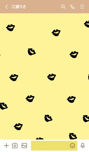 [LINE着せ替え] 黒キスマーク イエロー2の画像2