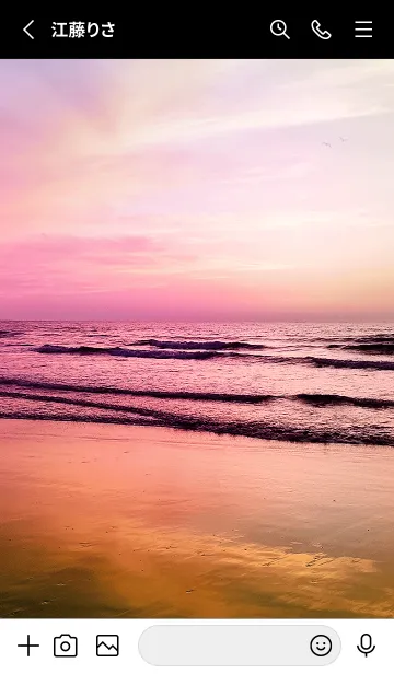 [LINE着せ替え] 癒しのサンセットビーチ Black Pinkの画像2