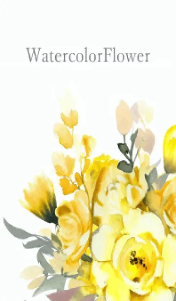 Watercolor Yellow Flower-hisatoto-40のLINE着せ替え