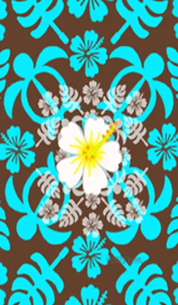 [LINE着せ替え] がんばれ♡アイ★ラブ★ハワイ #30 茶青の画像1