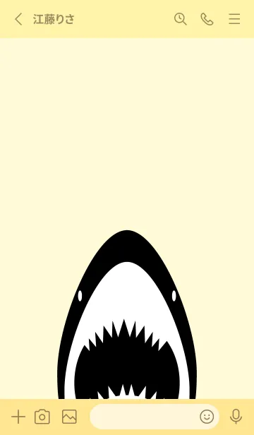 [LINE着せ替え] モノクロのサメ 薄い黄色の画像2