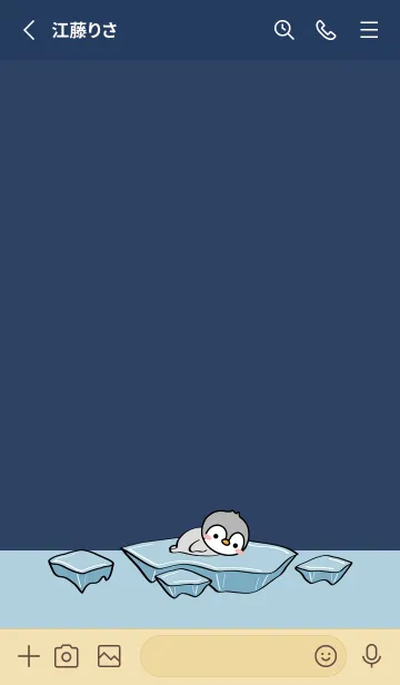 [LINE着せ替え] 流氷上のペンギン（ネイビーブルー）の画像2