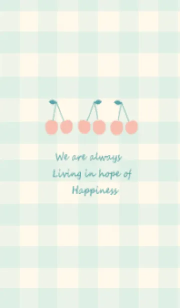 [LINE着せ替え] さくらんぼ / チェックグリーンの画像1