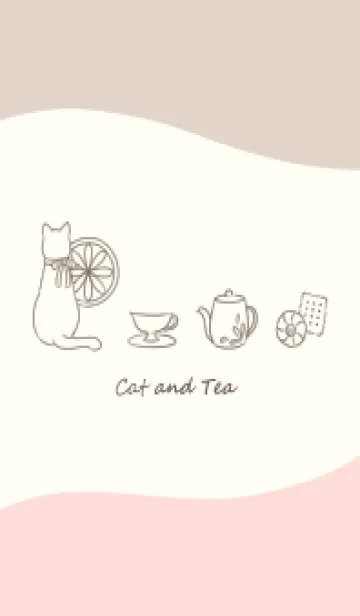 [LINE着せ替え] 猫と紅茶 -ピンク- ウェーブの画像1