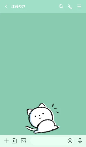 [LINE着せ替え] ミントグリーン : まるねこ6の画像2