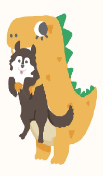 [LINE着せ替え] オオカミを運ぶ恐竜 (かわいい)の画像1