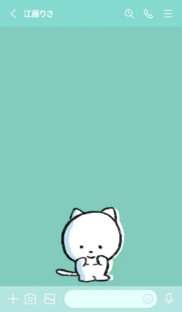 [LINE着せ替え] ミントグリーン : まるねこ7の画像2