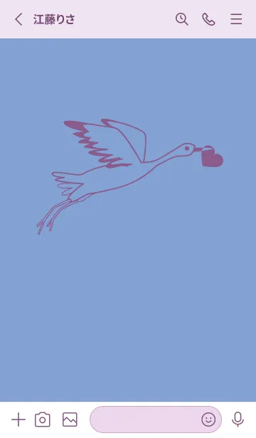 [LINE着せ替え] 鳥とハート 青藤色の画像2