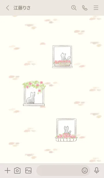 [LINE着せ替え] 窓辺の花と猫 -ピンク-の画像2