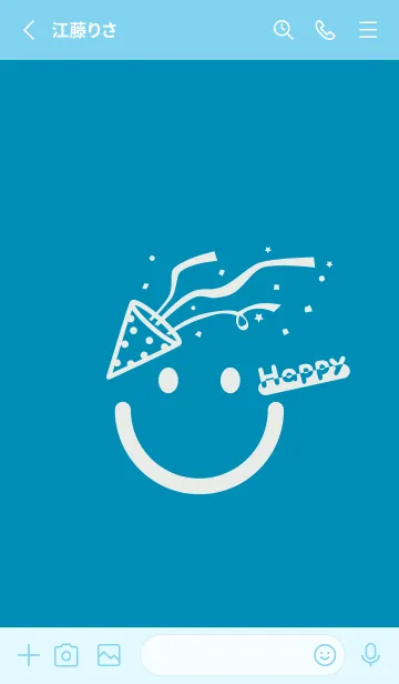 [LINE着せ替え] スマイル＆ハッピー セルリアンブルーの画像2