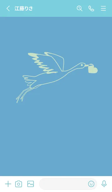 [LINE着せ替え] 鳥とハート チョークブルーの画像2