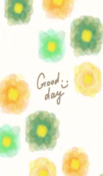 [LINE着せ替え] 水彩 花 緑と黄色13の画像1