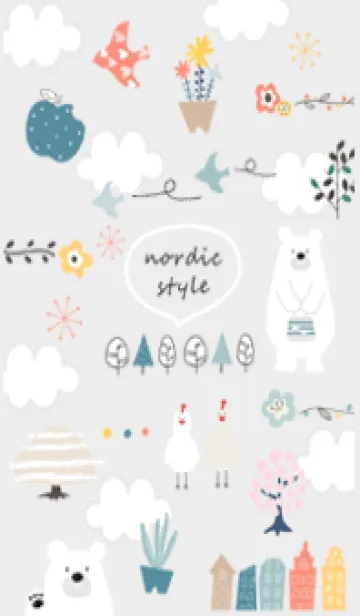 [LINE着せ替え] Gray♡北欧フラワー01_1の画像1