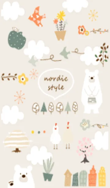 [LINE着せ替え] beige♡北欧フラワー05_1の画像1