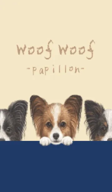 [LINE着せ替え] ワンワン！ - パピヨン - 紺色の画像1