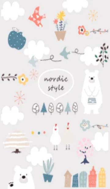 [LINE着せ替え] Greige♡北欧フラワー02_1の画像1