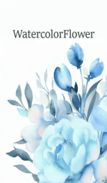 [LINE着せ替え] Watercolor Lightblue Flower-hisatoto-42の画像1
