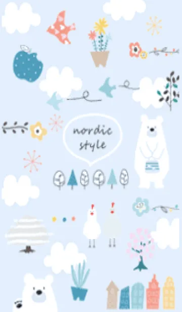 [LINE着せ替え] blue♡北欧フラワー16_1の画像1