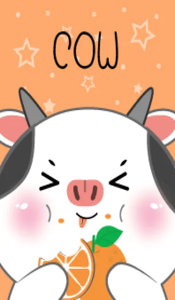 [LINE着せ替え] Cow Love Orange Theme (JP)の画像1