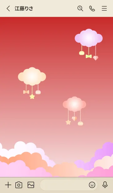 [LINE着せ替え] 雲とアクセサリー 赤とベージュの画像2