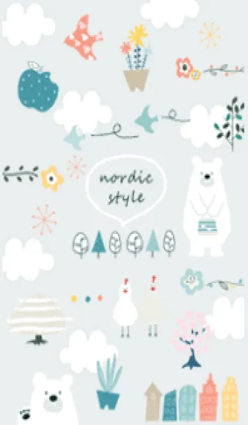 [LINE着せ替え] bluegreen♡北欧フラワー06_1の画像1