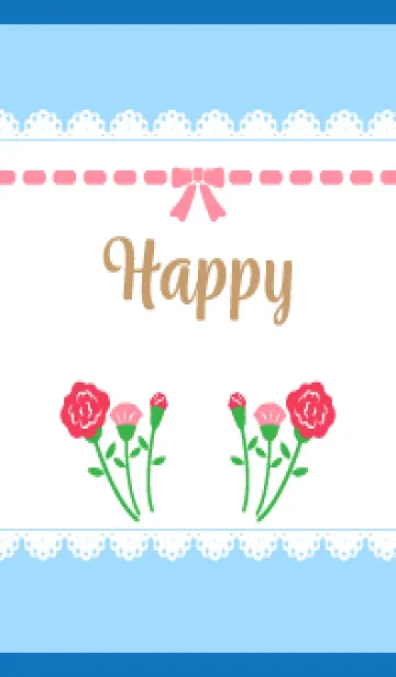 [LINE着せ替え] リボン レース カーネーション 白と青の画像1