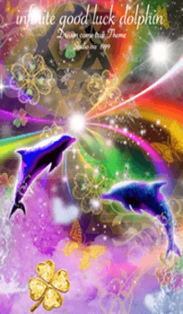 [LINE着せ替え] 運気上昇 イルカと無限クローバーの画像1