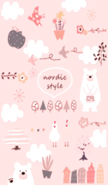 [LINE着せ替え] red♡北欧フラワー14_1の画像1