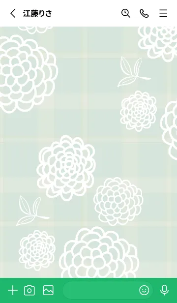 [LINE着せ替え] 白い線の丸い花と葉の画像2