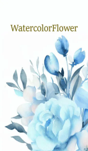 [LINE着せ替え] Watercolor Lightblue Flower-hisatoto-44の画像1