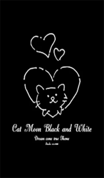 [LINE着せ替え] ネコと月♡ハート Black and Whiteの画像1