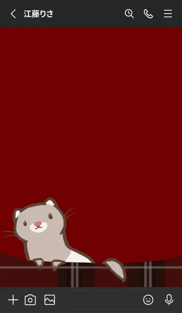 [LINE着せ替え] ほっこりフェレット 赤いチェックの画像2