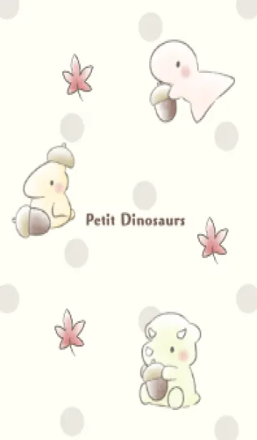 [LINE着せ替え] 小さい恐竜たち -秋- ベージュ ドットの画像1