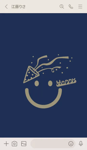[LINE着せ替え] スマイル＆ハッピー ネービーブルーの画像2