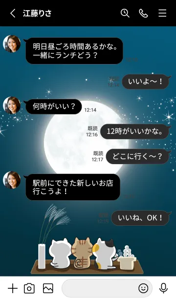[LINE着せ替え] black♡猫のお月見02_1の画像3
