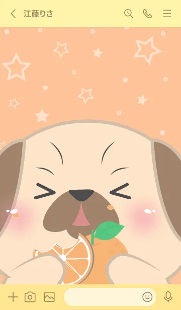 [LINE着せ替え] Pug Dog Love Orange Theme (JP)の画像2