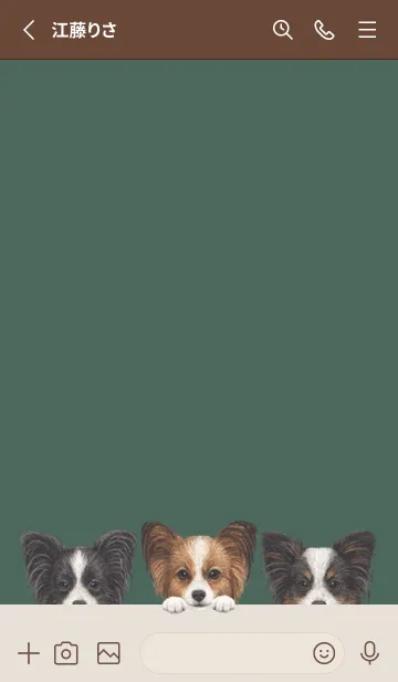 [LINE着せ替え] ワンワン！- パピヨン - ダークグリーンの画像2