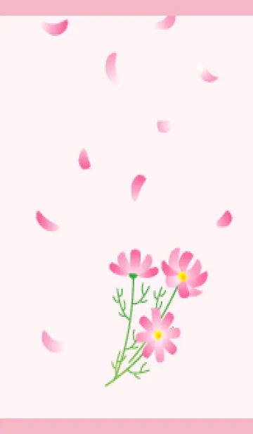 [LINE着せ替え] 舞い散る花びらとコスモス 薄いピンクの画像1