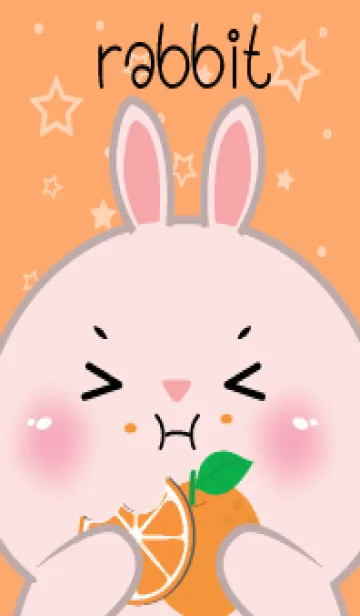 [LINE着せ替え] Pink Rabbit Love Orange (JP)の画像1