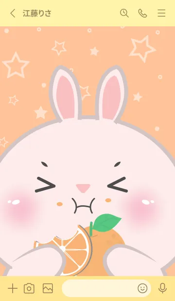 [LINE着せ替え] Pink Rabbit Love Orange (JP)の画像2