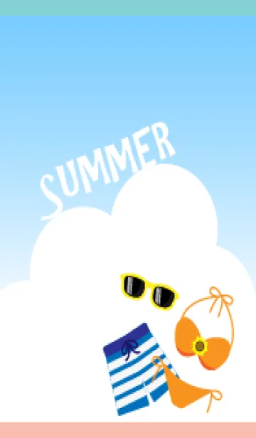 [LINE着せ替え] 水着と暑い夏  ピンクと水色の画像1
