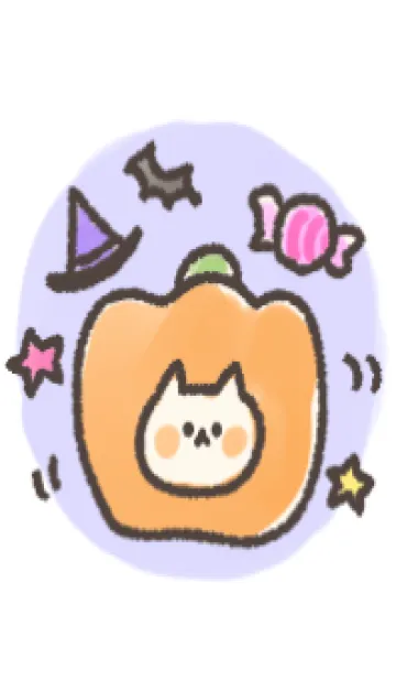 [LINE着せ替え] ゆるシンプルなねこねこ 12 ハロウィンの画像1