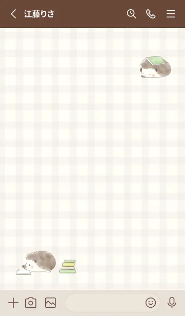 [LINE着せ替え] ハリネズミと本 -グリーン- チェック 2の画像2